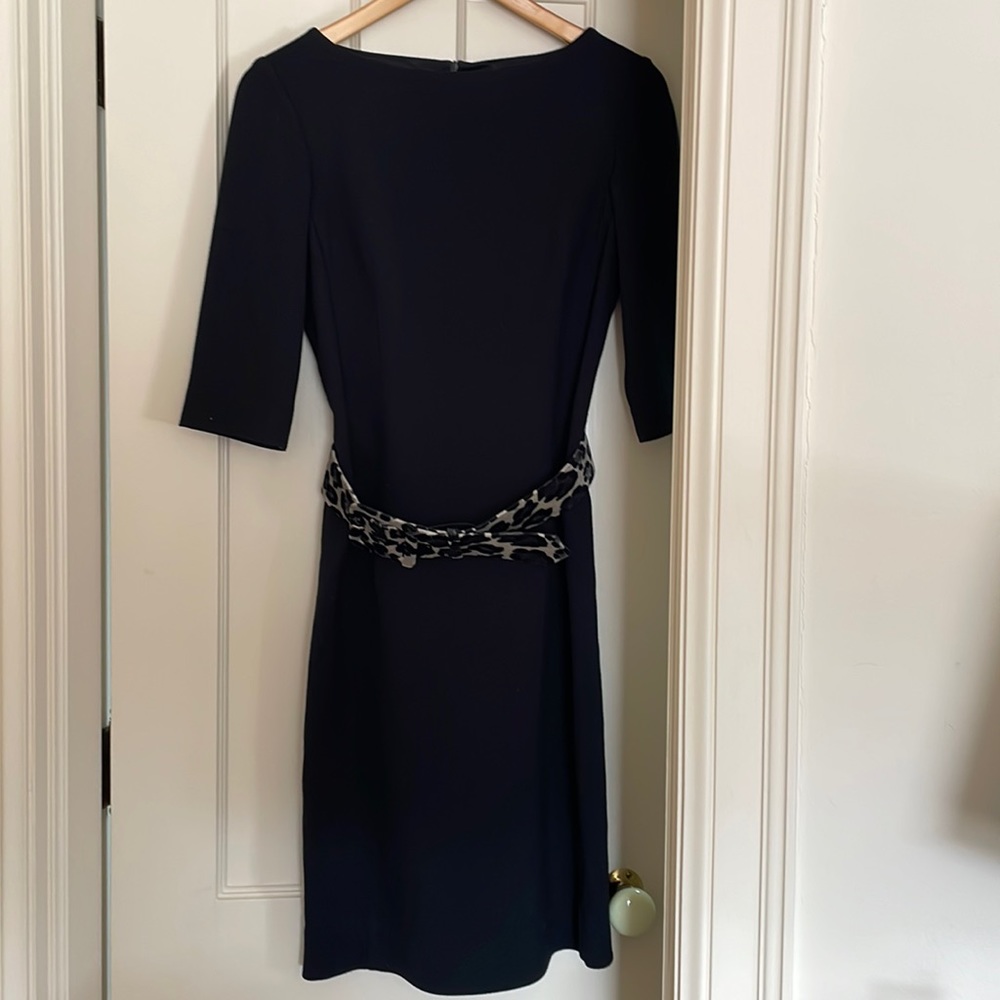 Elegant Dress with velvet print belt